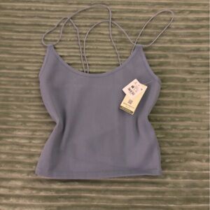 Ardene Blue, Green And White Ribbed Tank Top,